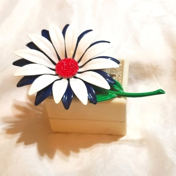 VTG HUGE Enamel Layered Flower Brooch - Picture 7 of 7